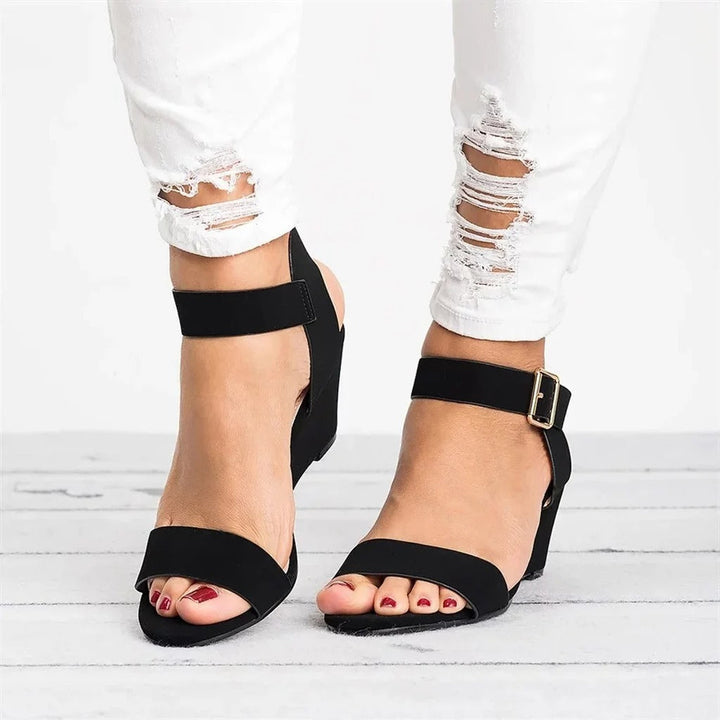 Damen Keilabsatz-Sandalen – Knöchelriemen, Offene Zehe & Vielseitig Elegant