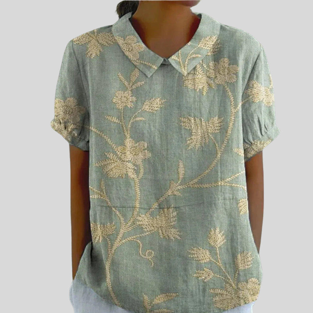 Damen Bluse | Blumenmuster, Peter-Pan-Kragen, Lockerer Schnitt & Verspielter Vintage-Stil