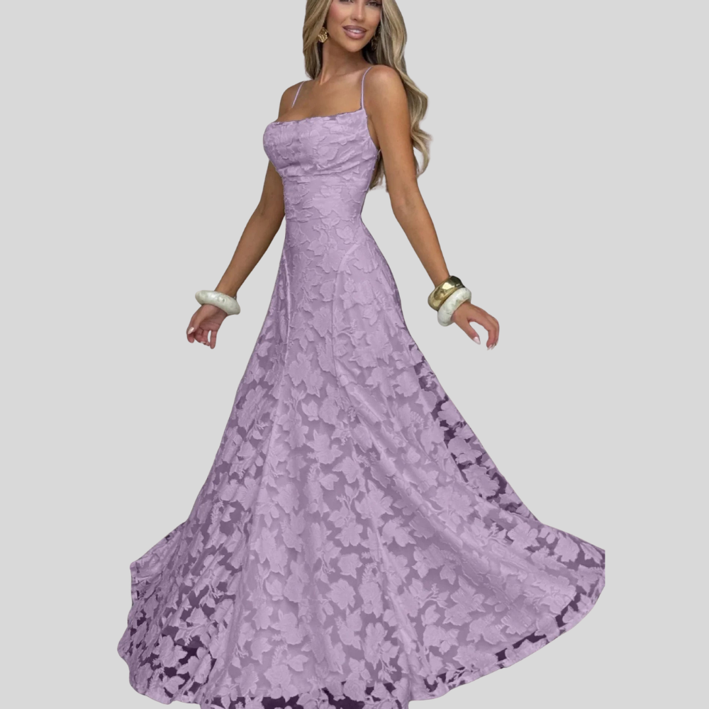 Damen Abendkleid | One-Shoulder-Design, Fliessender Maxischnitt, Strukturmuster & Festlich Elegant