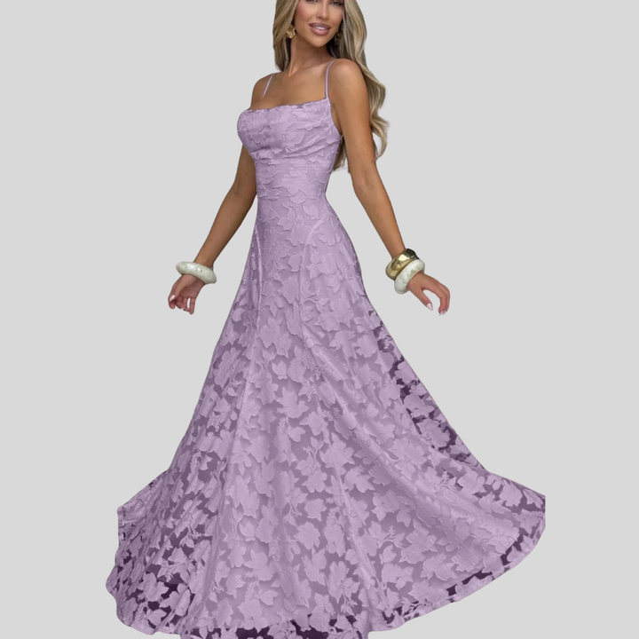 Damen Abendkleid | One-Shoulder-Design, Fliessender Maxischnitt, Strukturmuster & Festlich Elegant