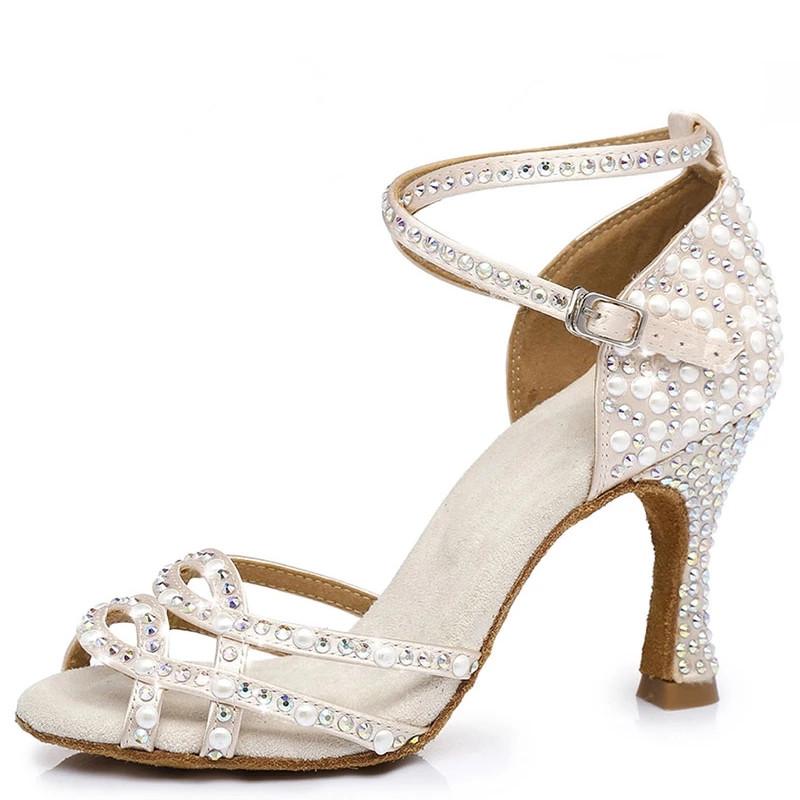 Damen Latin Tanzschuhe – Satin, Plateau, Glitzer & Elegant in Rosa & Weiß html