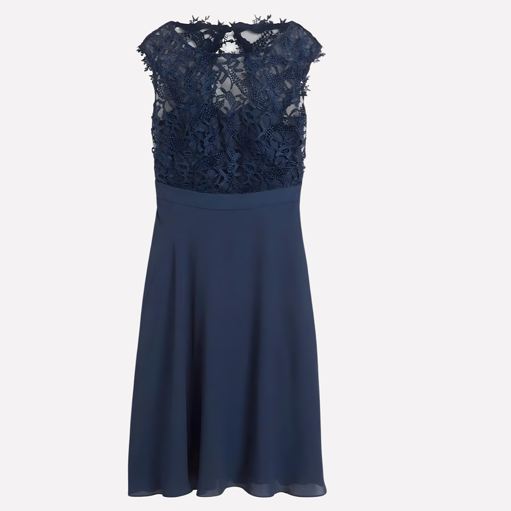 Damen Mini-Kleid – Spitzenbesatz, Tailliert & Feminin Elegant