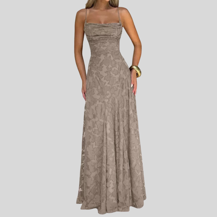 Damen Abendkleid | One-Shoulder-Design, Fliessender Maxischnitt, Strukturmuster & Festlich Elegant