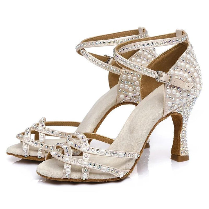 Damen Latin Tanzschuhe – Satin, Plateau, Glitzer & Elegant in Rosa & Weiß html