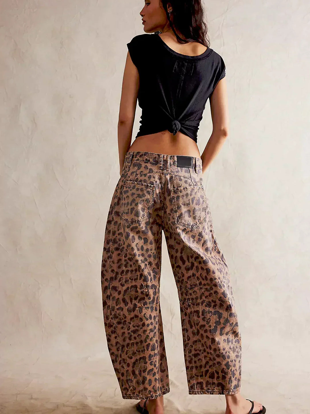 Lena | Damen Locker geschnittene Jeans mit Leopardenmuster