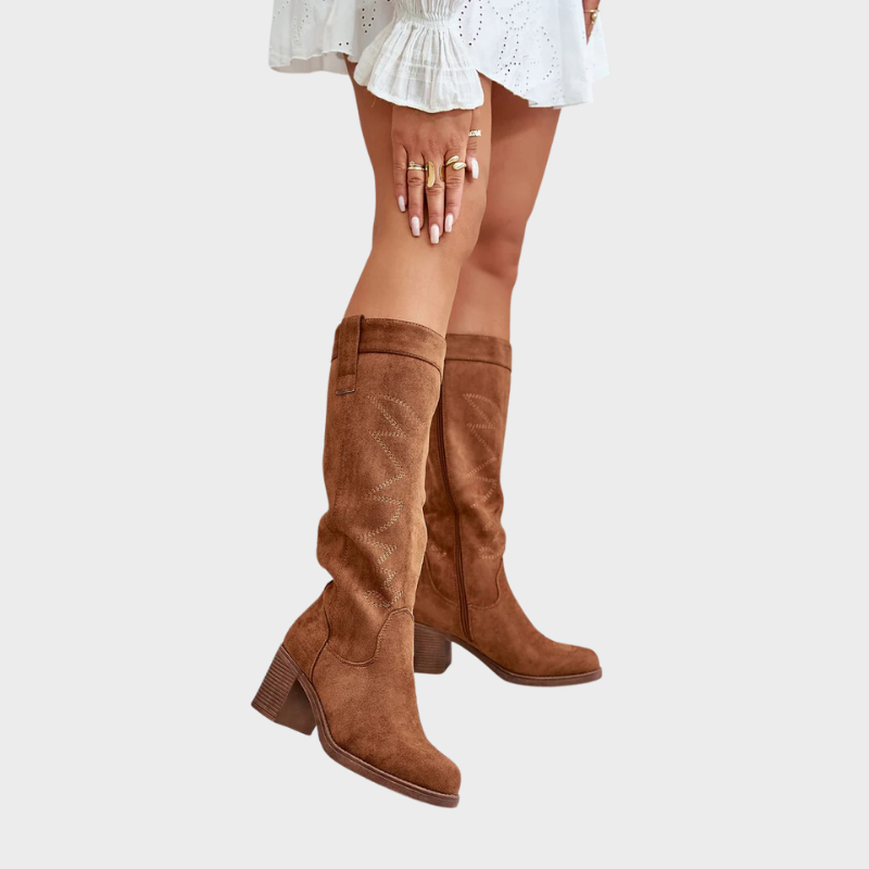 Zoe – Hohe Stiefel mit Blockabsatz und Reißverschluss