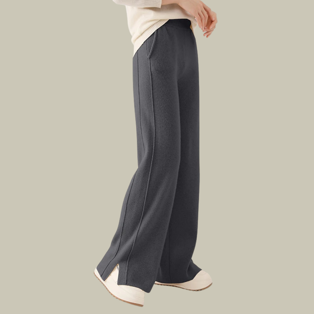 Claudia | Damen Klassische Wollhose mit Plissierter Vorderseite