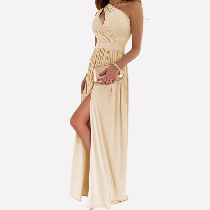 Damen Neckholder-Kleid – Figurbetont, Hoher Schlitz & Festlich Elegant