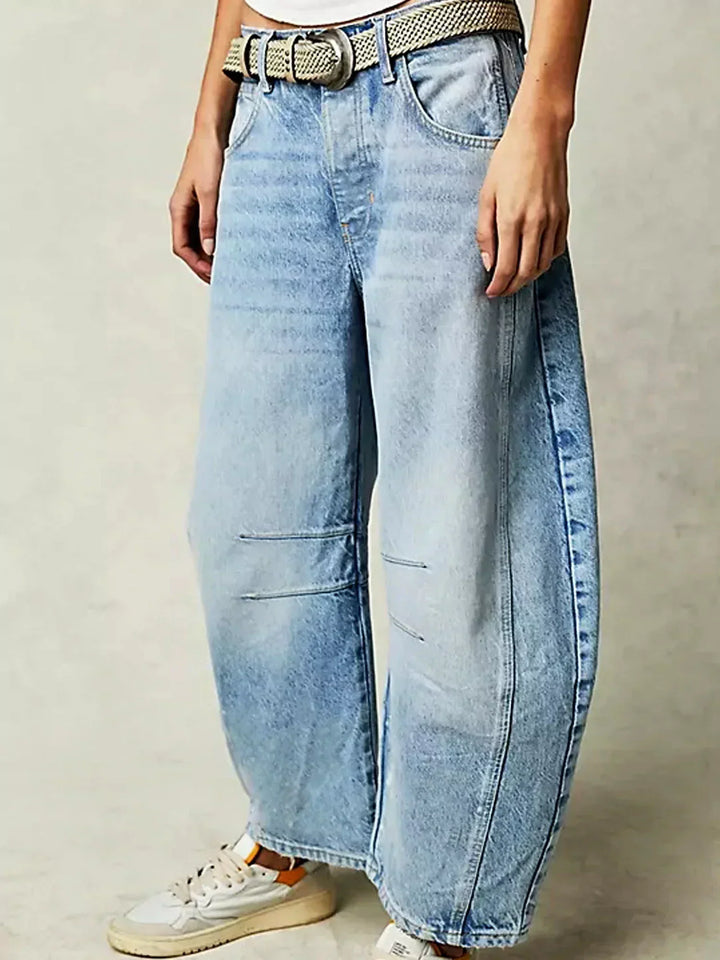 Lena | Damen Locker geschnittene Jeans mit Leopardenmuster