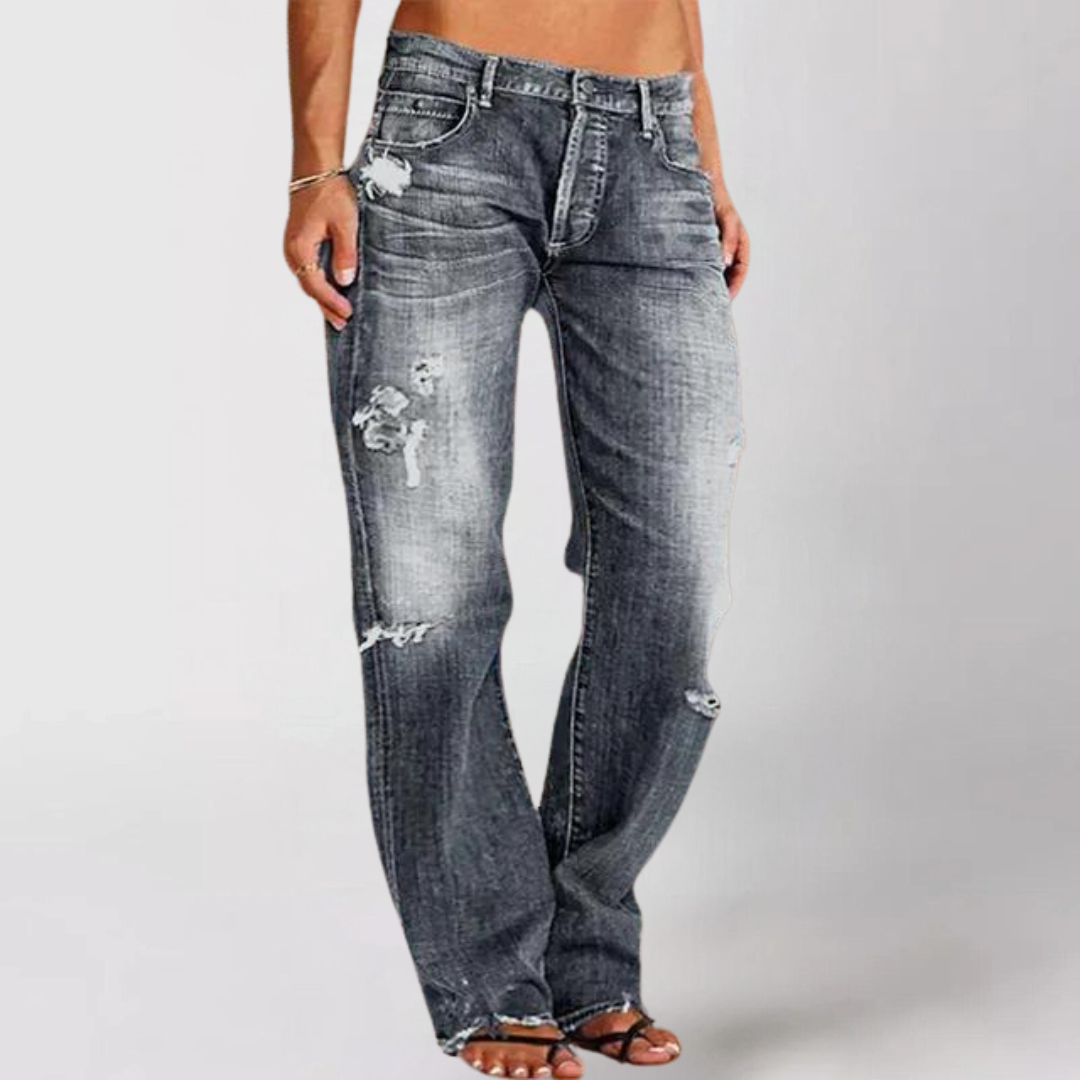 Helene | Damen Frühlings Lässige Weitbein Denim Jeans