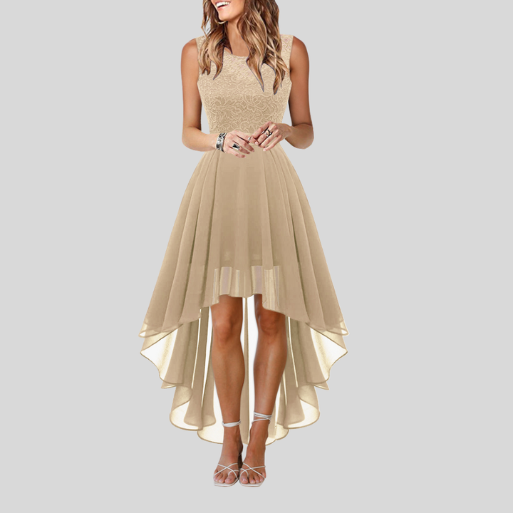 Damen Cocktailkleid | Ärmelloses Design, Vokuhila-Saum, Taillierte Silhouette & Festlich Eleganter Stil