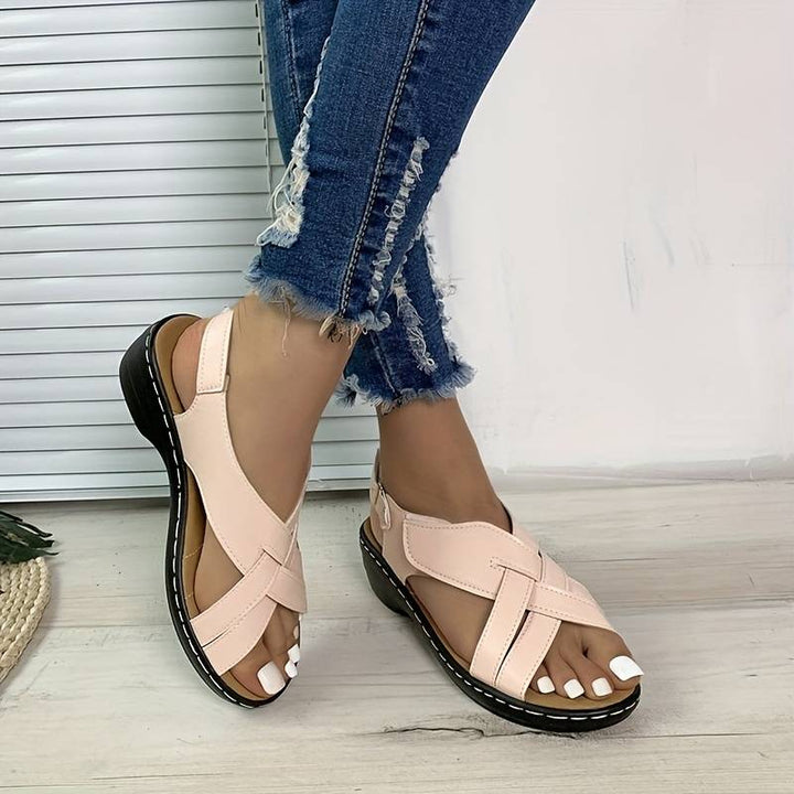 Damen Retro-Sandalen – Peeptoe, Klettverschluss & Klassisch Stilvoll