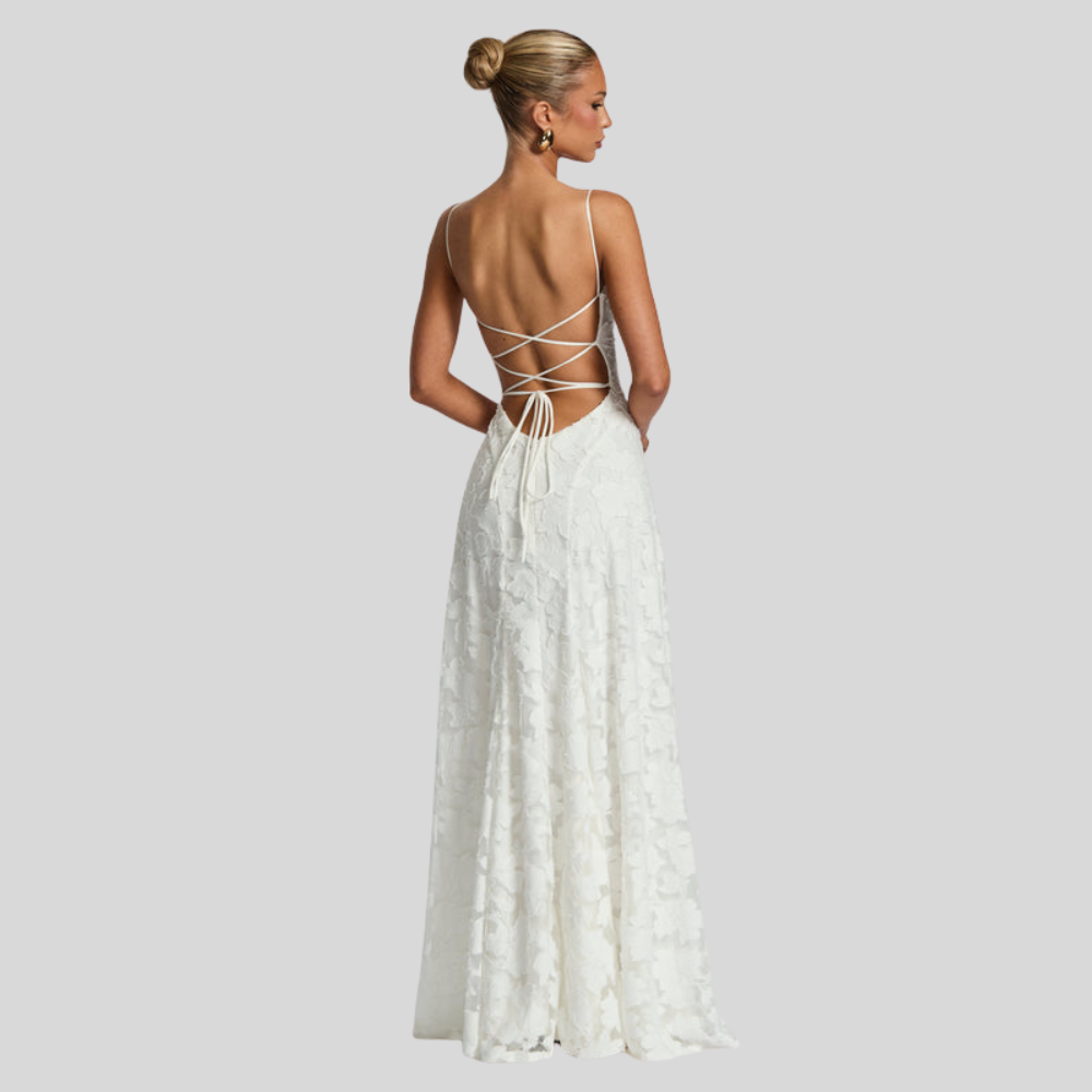 Damen Abendkleid | One-Shoulder-Design, Fliessender Maxischnitt, Strukturmuster & Festlich Elegant