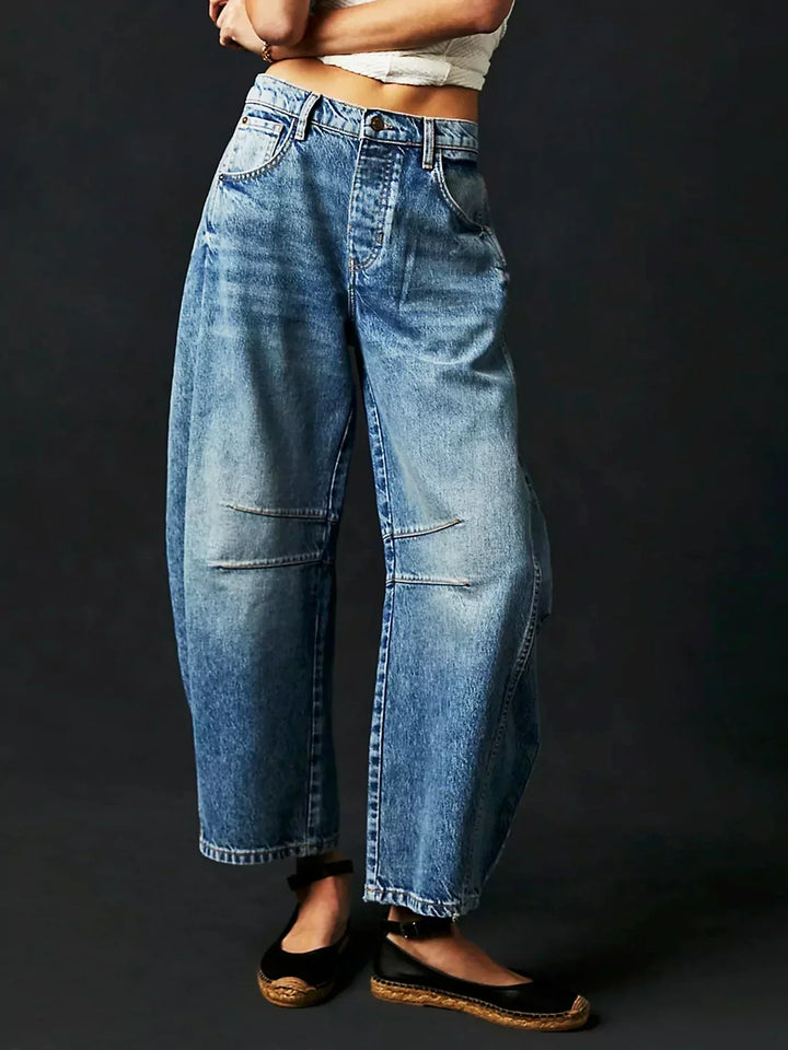 Lena | Damen Locker geschnittene Jeans mit Leopardenmuster