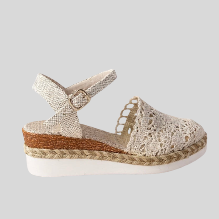 Damen Espadrille-Sandalen | Häkeloptik, Knöchelriemen, Keilsohle & Sommerlich Eleganter