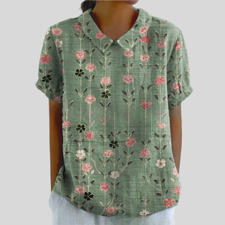 Damen Bluse | Blumenmuster, Peter-Pan-Kragen, Lockerer Schnitt & Verspielter Vintage-Stil