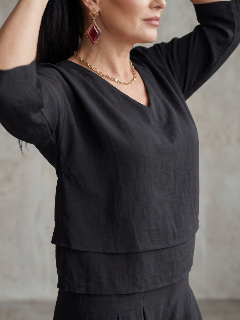 Damen Zweiteiler Set | Leinen Look – Lockerer Schnitt, Weites Bein & Moderner Minimal Chic Stil