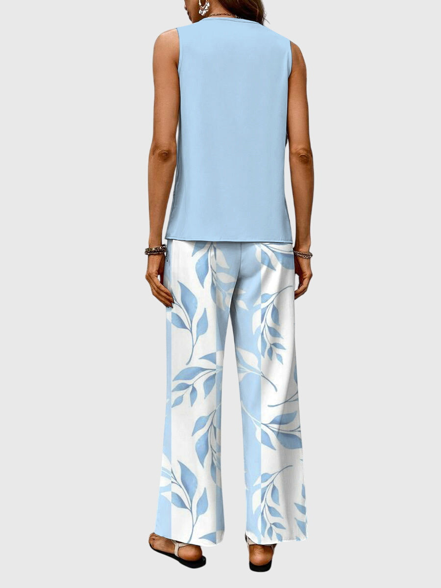 Damen Zweiteiler Set | Ärmelloses Top & Weite Hose – Eleganter Casual Chic, Fliessender Schnitt & Moderner Sommer Look