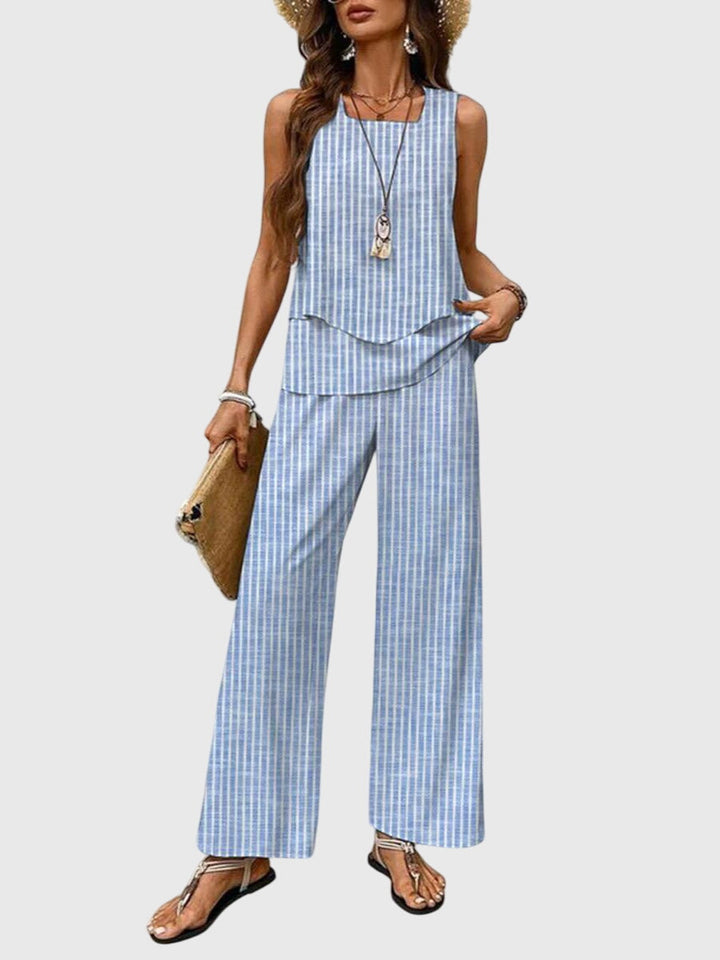 Damen Zweiteiler Set | Ärmelloses Top & Weite Hose – Eleganter Casual Chic, Fliessender Schnitt & Moderner Sommer Look