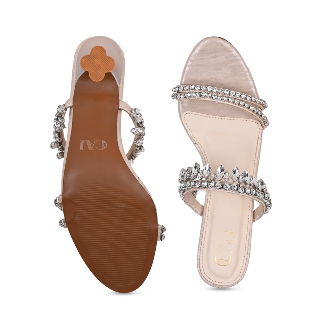 Damen Kristall High Heels – Funkelnde Verzierung, Veganes Leder & Festlich