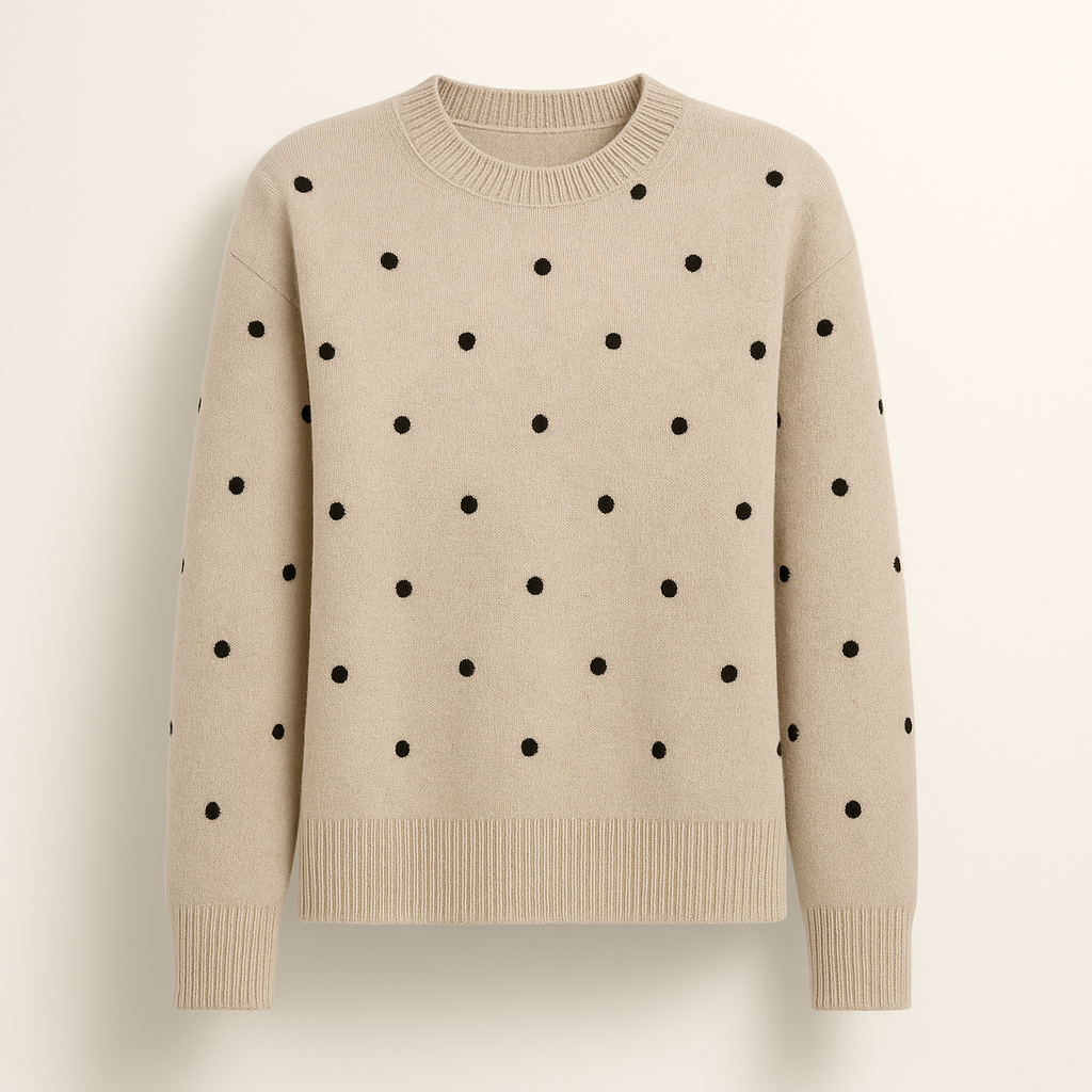 Ava – lässiger langärmliger Strickpullover mit Tupfenmuster