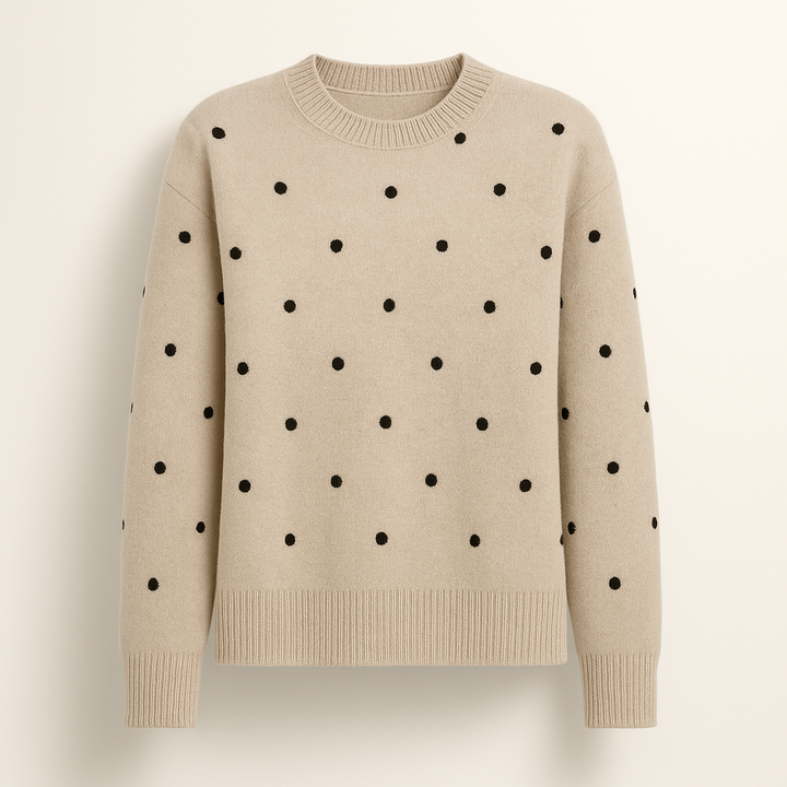 Ava – lässiger langärmliger Strickpullover mit Tupfenmuster
