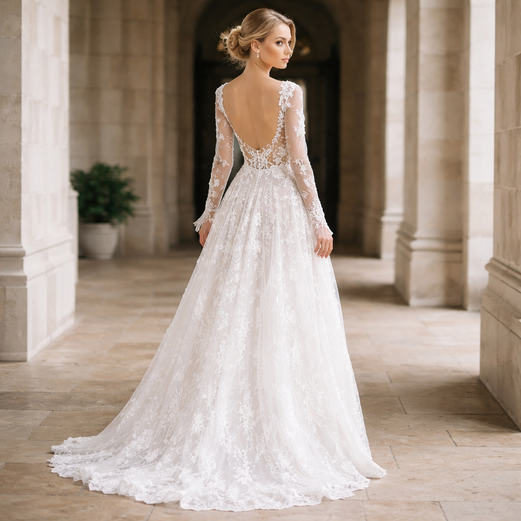 Hochzeitskleid | Damen Brautkleid – Spitze, Halbtailliert & Romantisch