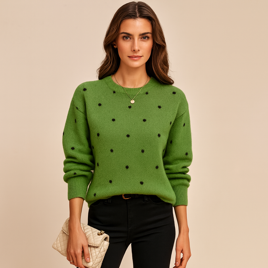 Ava – lässiger langärmliger Strickpullover mit Tupfenmuster