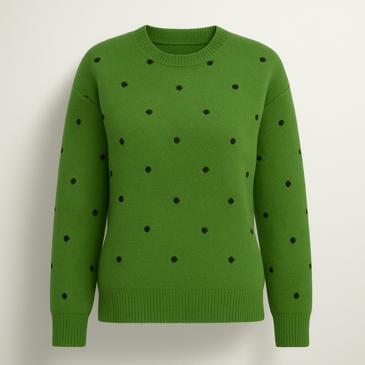 Ava – lässiger langärmliger Strickpullover mit Tupfenmuster
