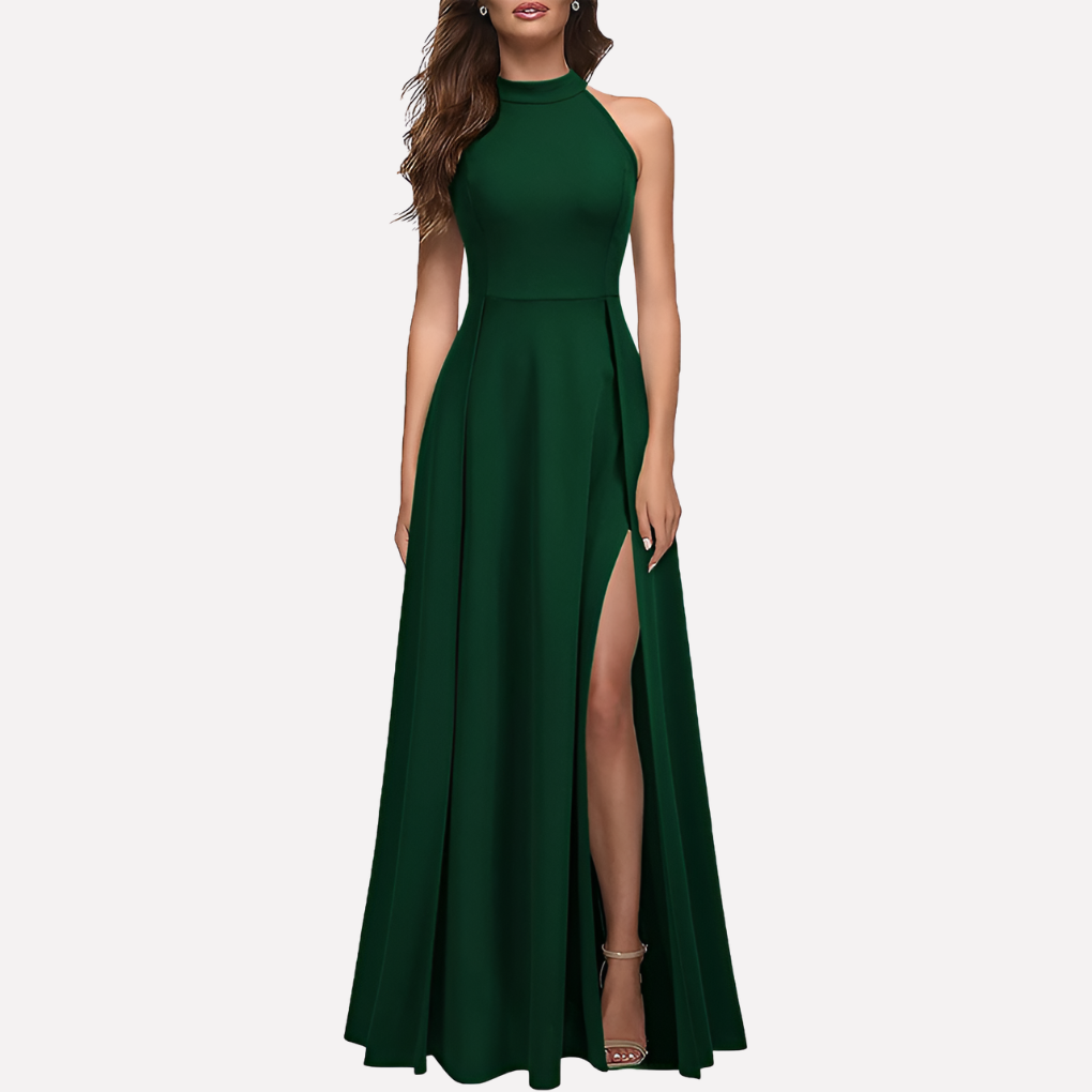 Damen Brautjungfernkleid – Neckholder, Tiefer Rücken & Asymmetrischer Saum