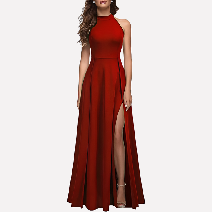 Damen Brautjungfernkleid – Neckholder, Tiefer Rücken & Asymmetrischer Saum