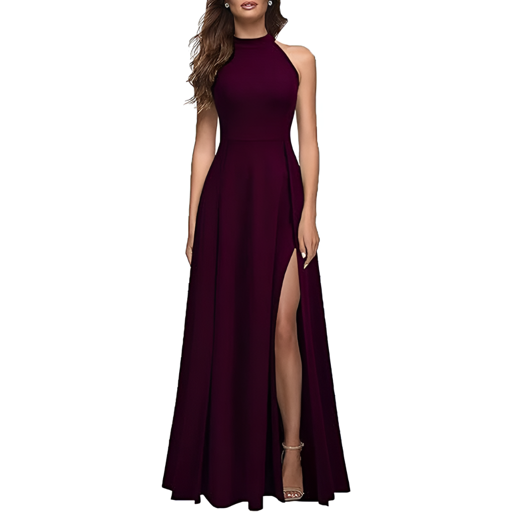 Damen Brautjungfernkleid – Neckholder, Tiefer Rücken & Asymmetrischer Saum