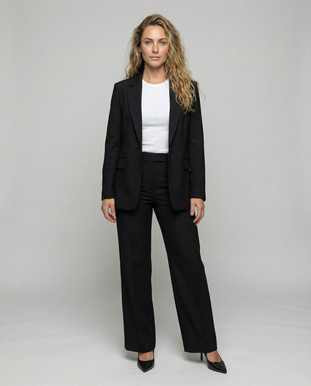 Damen Blazer Anzug Set | Klassischer Schnitt – Zweireihiger Blazer, Weite Hose & Moderner Business Chic Stil