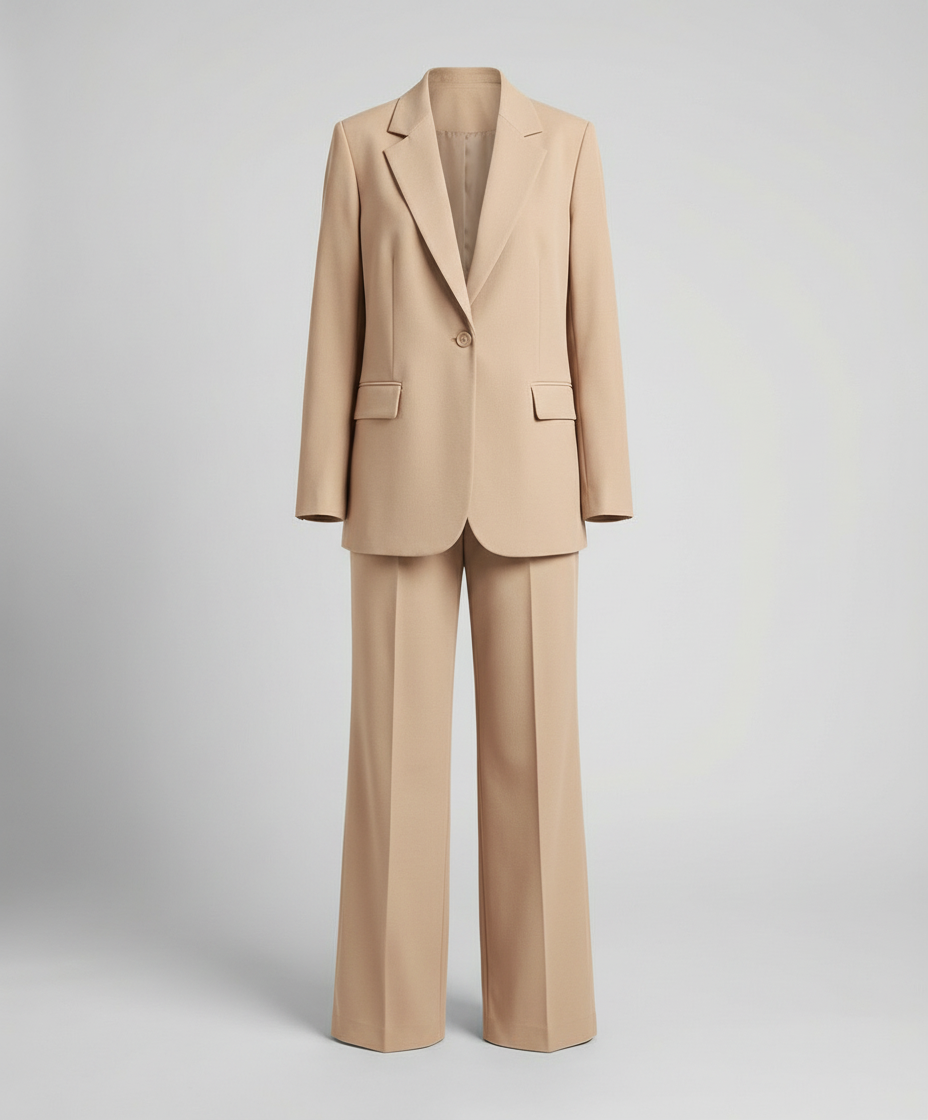 Damen Blazer Anzug Set | Klassischer Schnitt – Zweireihiger Blazer, Weite Hose & Moderner Business Chic Stil