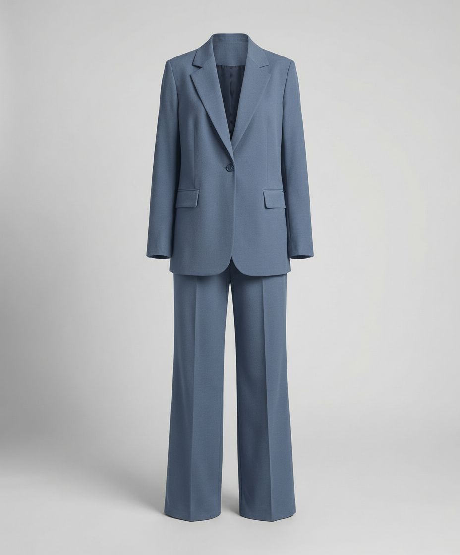 Damen Blazer Anzug Set | Klassischer Schnitt – Zweireihiger Blazer, Weite Hose & Moderner Business Chic Stil