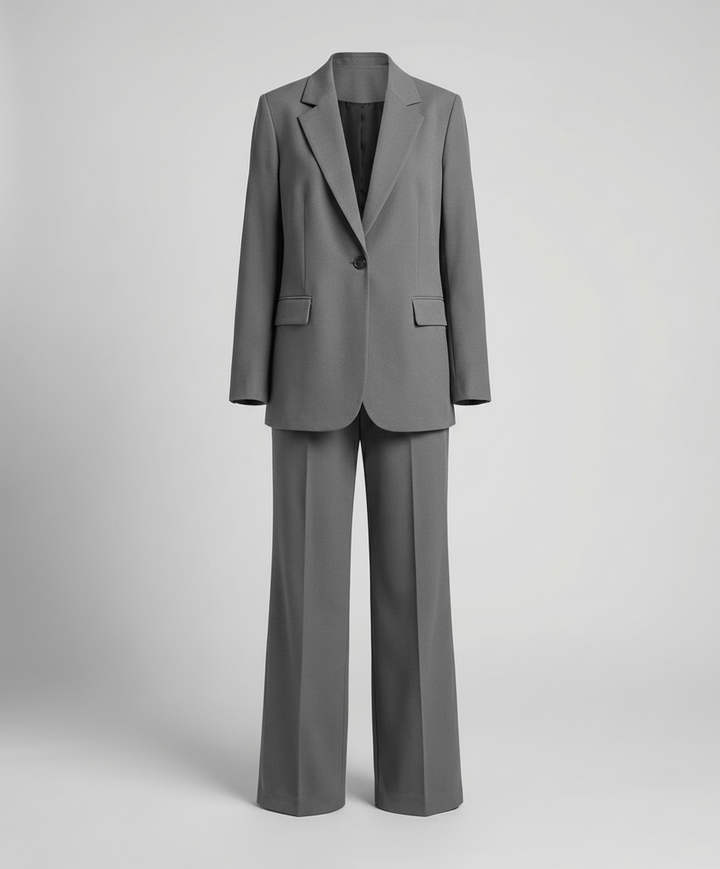 Damen Blazer Anzug Set | Klassischer Schnitt – Zweireihiger Blazer, Weite Hose & Moderner Business Chic Stil
