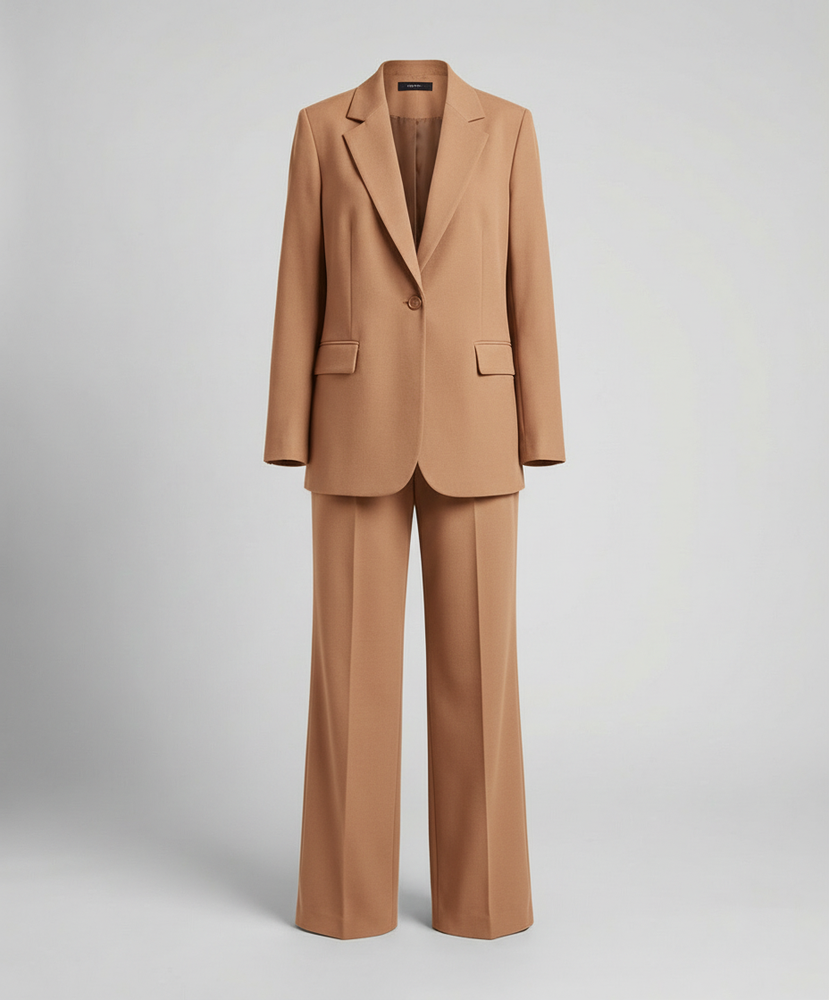 Damen Blazer Anzug Set | Klassischer Schnitt – Zweireihiger Blazer, Weite Hose & Moderner Business Chic Stil