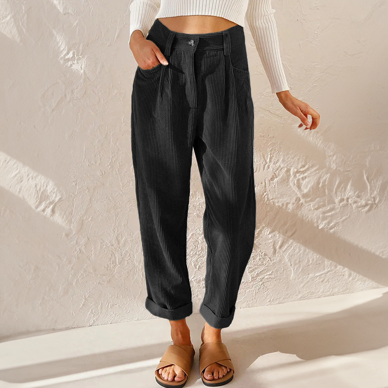 Emilia | Damen Sommer Hose mit Hoher Taille und weitem Bein