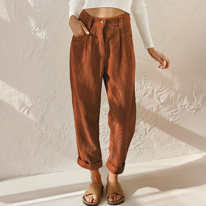 Emilia | Damen Sommer Hose mit Hoher Taille und weitem Bein