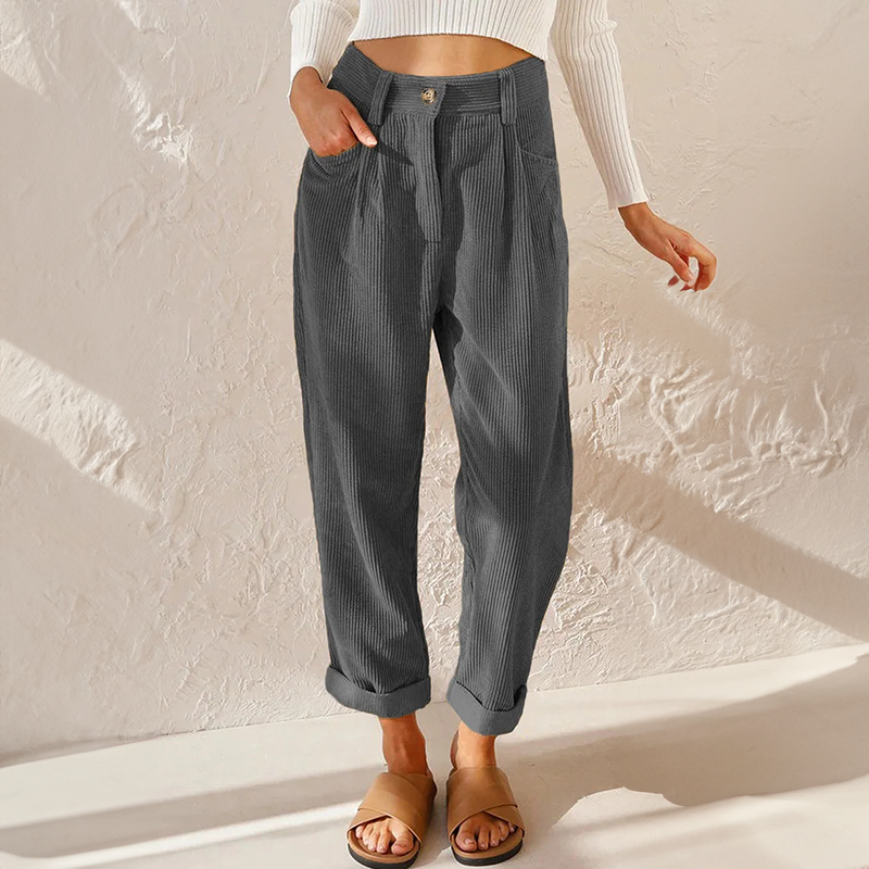 Emilia | Damen Sommer Hose mit Hoher Taille und weitem Bein