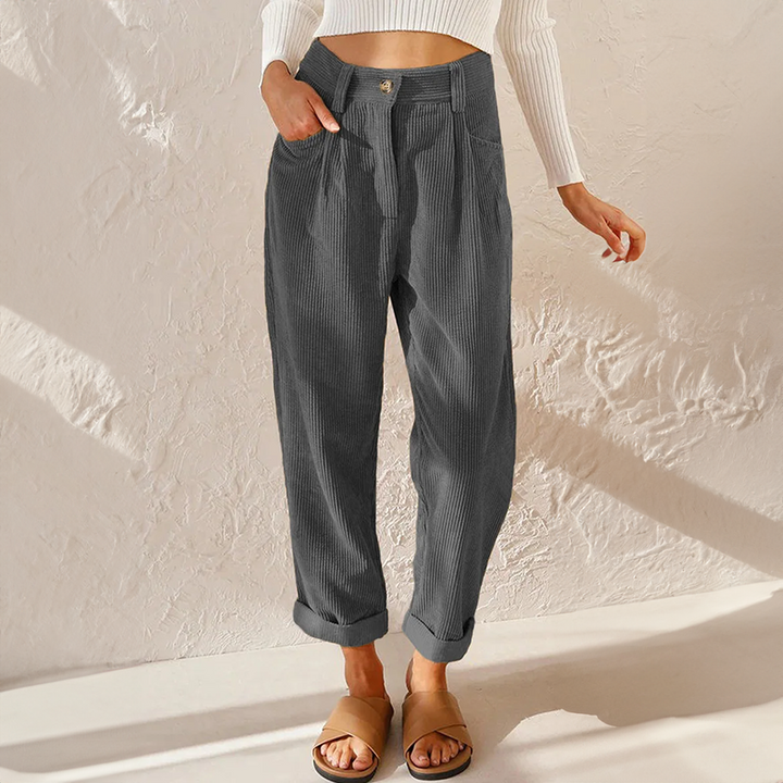 Emilia | Damen Sommer Hose mit Hoher Taille und weitem Bein