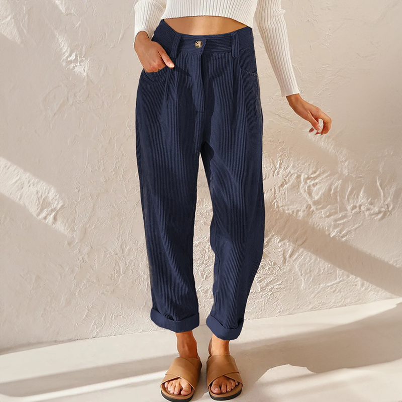 Emilia | Damen Sommer Hose mit Hoher Taille und weitem Bein