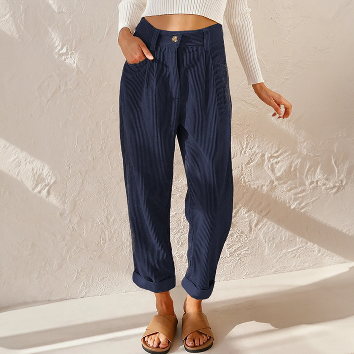 Emilia | Damen Sommer Hose mit Hoher Taille und weitem Bein