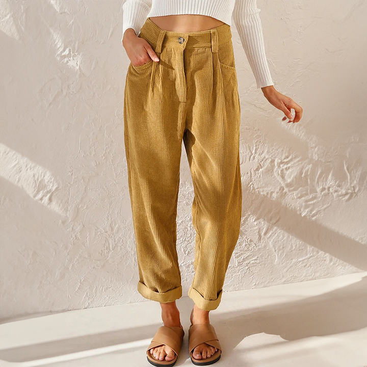 Emilia | Damen Sommer Hose mit Hoher Taille und weitem Bein