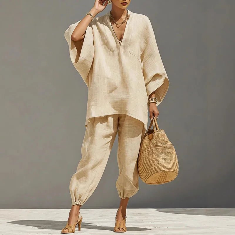 Damen Zweiteiler Set | Lockere Passform – Weites Bein, Minimalistischer Look, Elegante Freizeitmode & Moderner Casual Stil