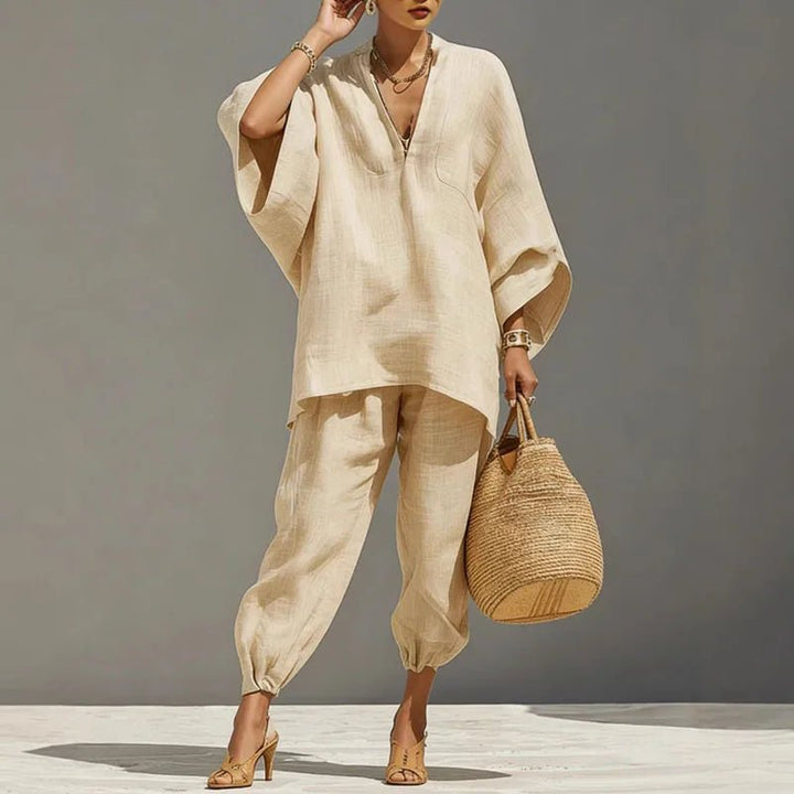 Damen Zweiteiler Set | Lockere Passform – Weites Bein, Minimalistischer Look, Elegante Freizeitmode & Moderner Casual Stil
