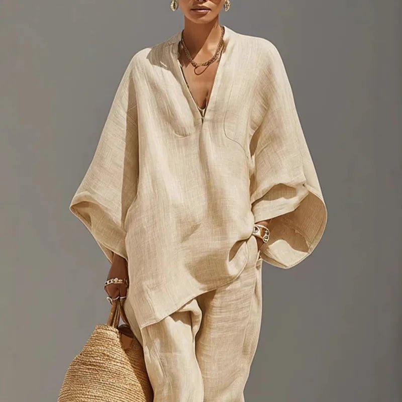 Damen Zweiteiler Set | Lockere Passform – Weites Bein, Minimalistischer Look, Elegante Freizeitmode & Moderner Casual Stil