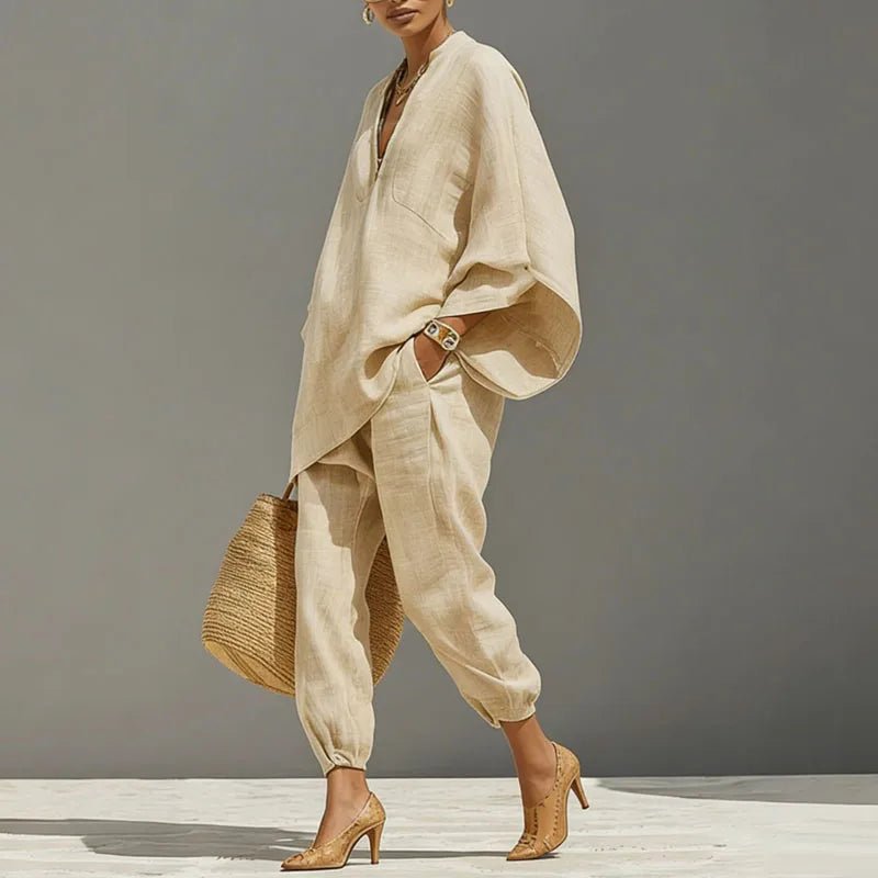 Damen Zweiteiler Set | Lockere Passform – Weites Bein, Minimalistischer Look, Elegante Freizeitmode & Moderner Casual Stil