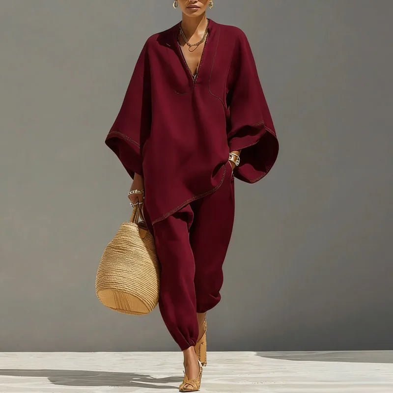 Damen Zweiteiler Set | Lockere Passform – Weites Bein, Minimalistischer Look, Elegante Freizeitmode & Moderner Casual Stil
