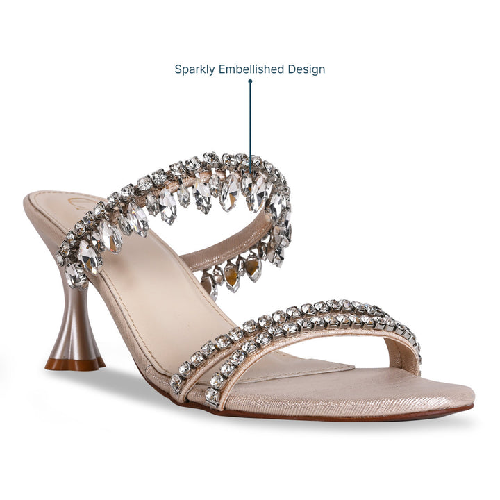 Damen Kristall High Heels – Funkelnde Verzierung, Veganes Leder & Festlich